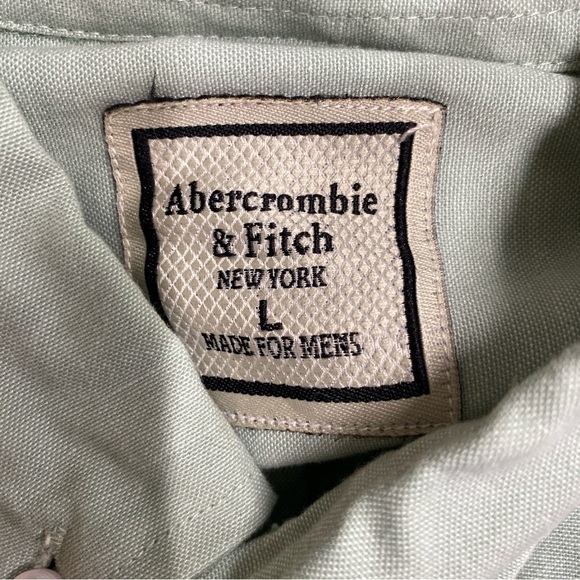 Abercrombie & Fitch Button Up Shirt Size Large Mens Green Long Sleeve - Picture 6 of 6
